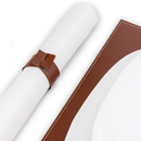 Kit com 6 Porta Talher Em Couro Costurado + 6 Anéis Porta Guardanapo Para Sua Mesa Posta