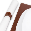 Kit com 6 Porta Talher Em Couro Costurado + 6 Anéis Porta Guardanapo Para Sua Mesa Posta