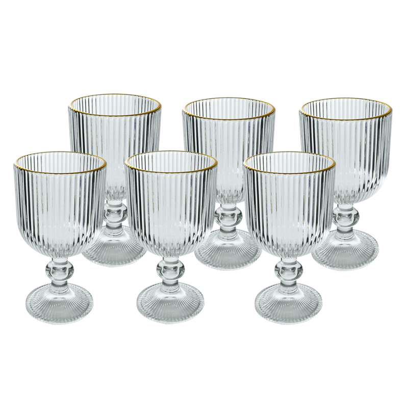 Jogo de Taças de Vidro Com Borda Dourada 6 Peças 270ml