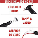 Kit Para Vinhos 3 em 1 - Abridor Elétrico, Aerador e Tampa a Vácuo
