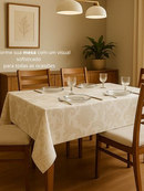 Toalha De Mesa Luxo 6 Lugares Jacquard Original Tecido Grosso