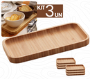 Bandeja Petisqueira Retangular de Bambu Multiuso 20x10cm Cozinha