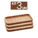 Kit 3 Bandejas Petisqueiras de Bambu 20x10 CM