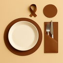 Jogo Americano Sousplat em Couro + Porta Copo + Porta Talher e Guardanapo Casa Decoração Restaurante