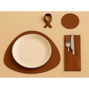 Jogo Americano Sousplat em Couro + Porta Copo + Porta Talher e Guardanapo Casa Decoração Restaurante