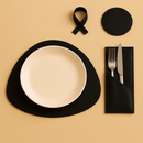 Jogo Americano Sousplat em Couro + Porta Copo + Porta Talher e Guardanapo Casa Decoração Restaurante