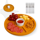 Kit Petisqueira Redonda para Frios + Molheira + Garfinhos