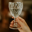 Jogo Kit 6 Taça Diamante Copo Vidro Transparente 340ml