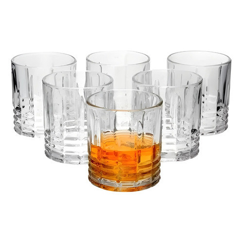 Jogo Copos Vidro Baixo para Whisky Drinks Licor 6 Peças 340ml Luxo Decoração Mimo Style Original
