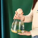 Jarra de vidro com Tampa de Bambu 1,7 Litros Kit 6 Copos de Vidro 280ml