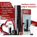 Saca Rolha Abridor De Vinho Elétrico Recarregável Automático Kit 4 Peças Carregamento por usb